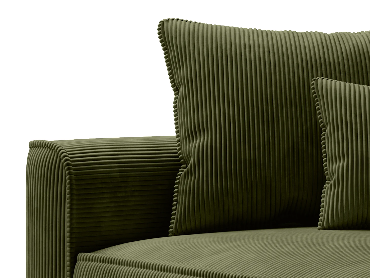 Venstre chaiselong i grøn ribfløjl PINETA