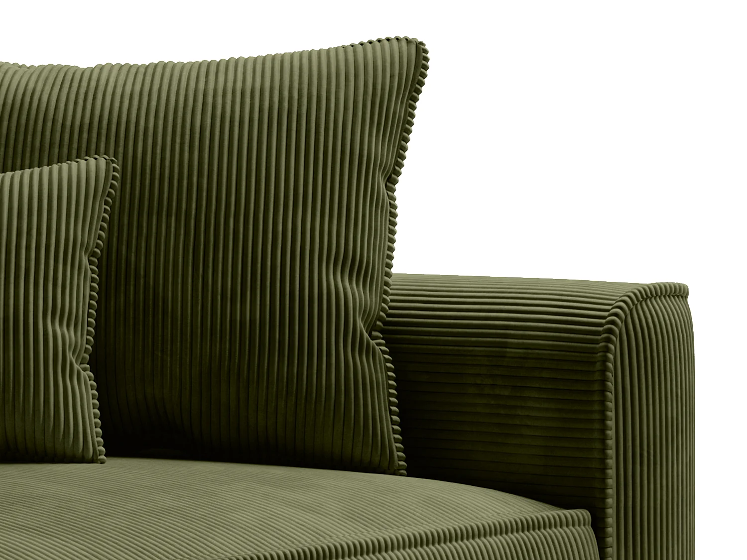 Méridienne gauche en velours côtelé vert kaki PINETA