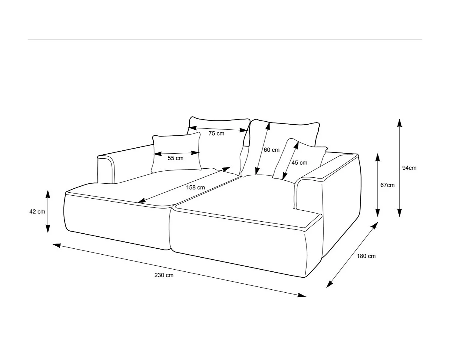 3-seters sofa med dyp sitteplass i grønn kordfløyel PINETA