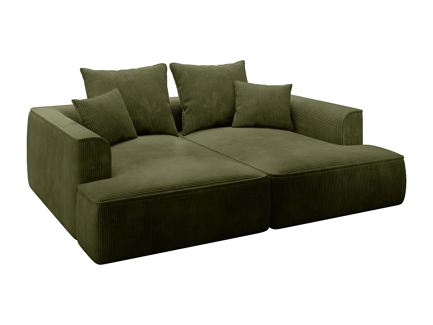 3-seters sofa med dyp sitteplass i grønn kordfløyel PINETA