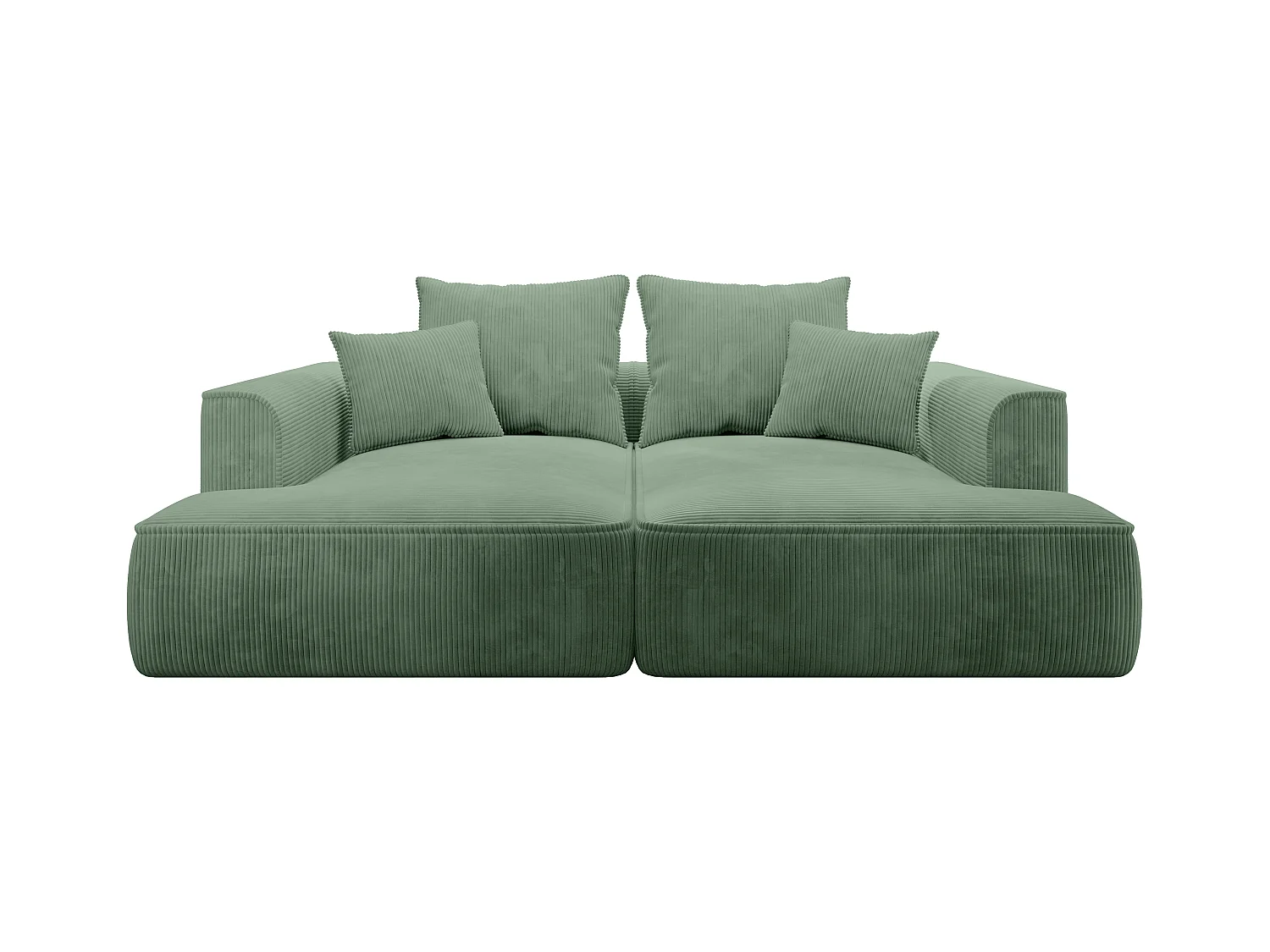 Canapé 3 places confort assise profonde en velours côtelé vert amande PINETA