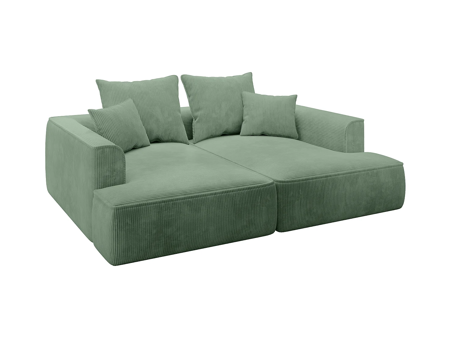 Canapé 3 places confort assise profonde en velours côtelé vert amande PINETA