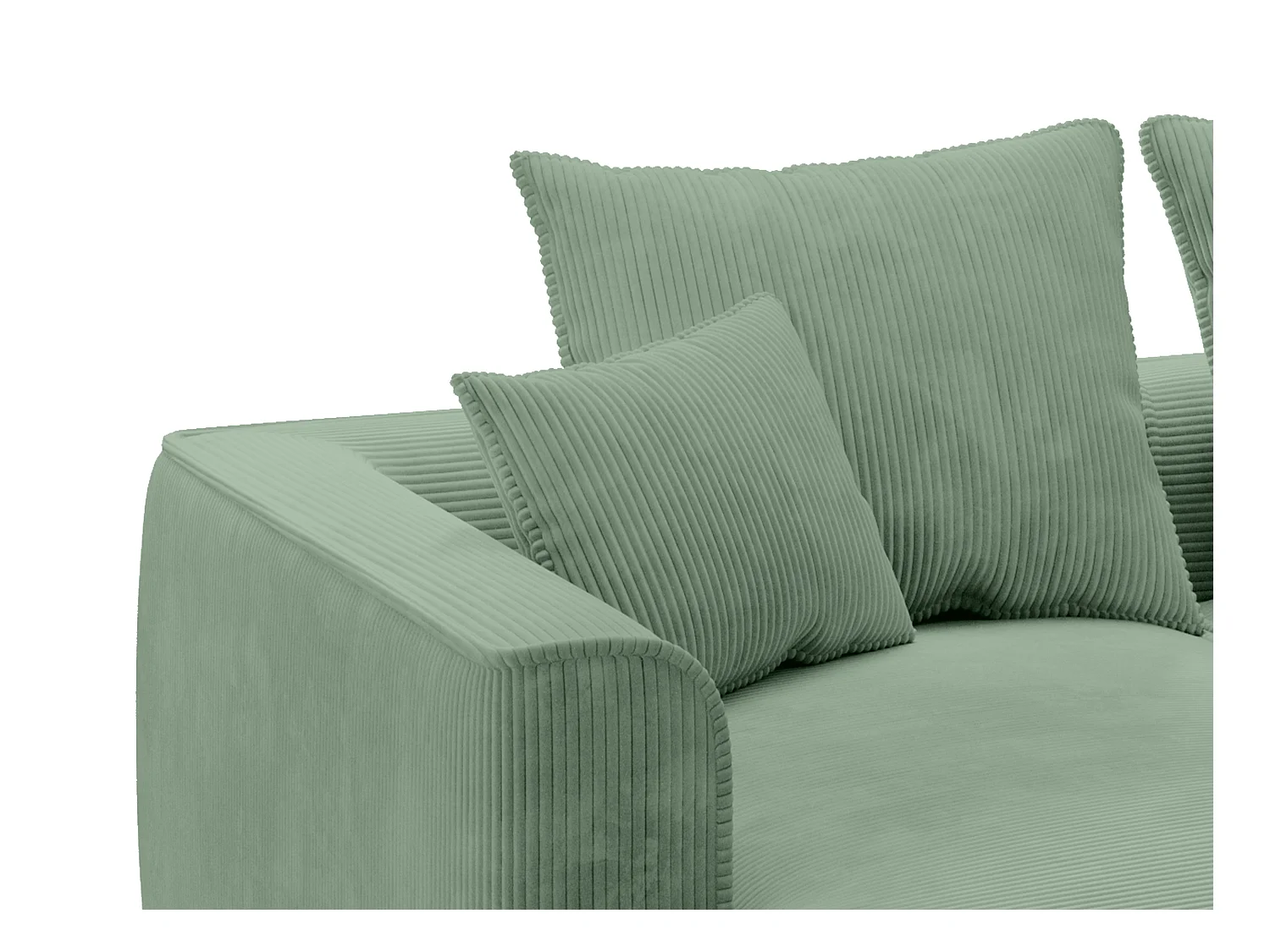 3-personers sofa med dyb komfortsiddeplads i mandelgrøn fløjl PINETA