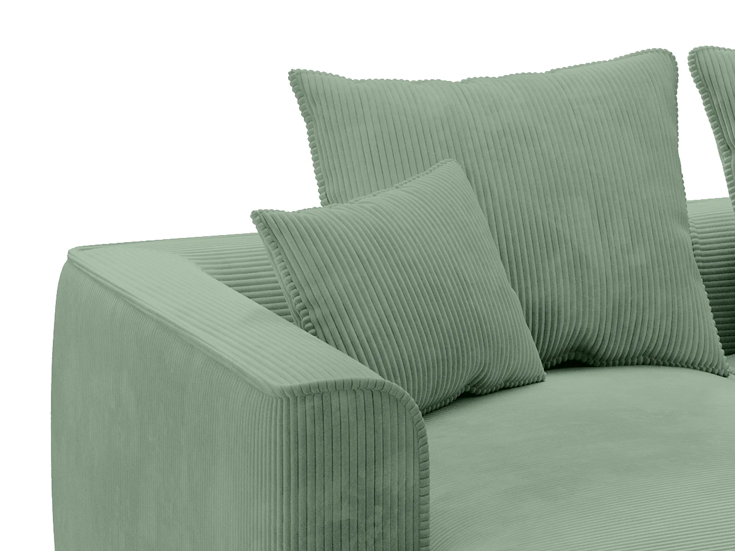 3-seters sofa med dyp sittekomfort i grønn kordfløyel PINETA