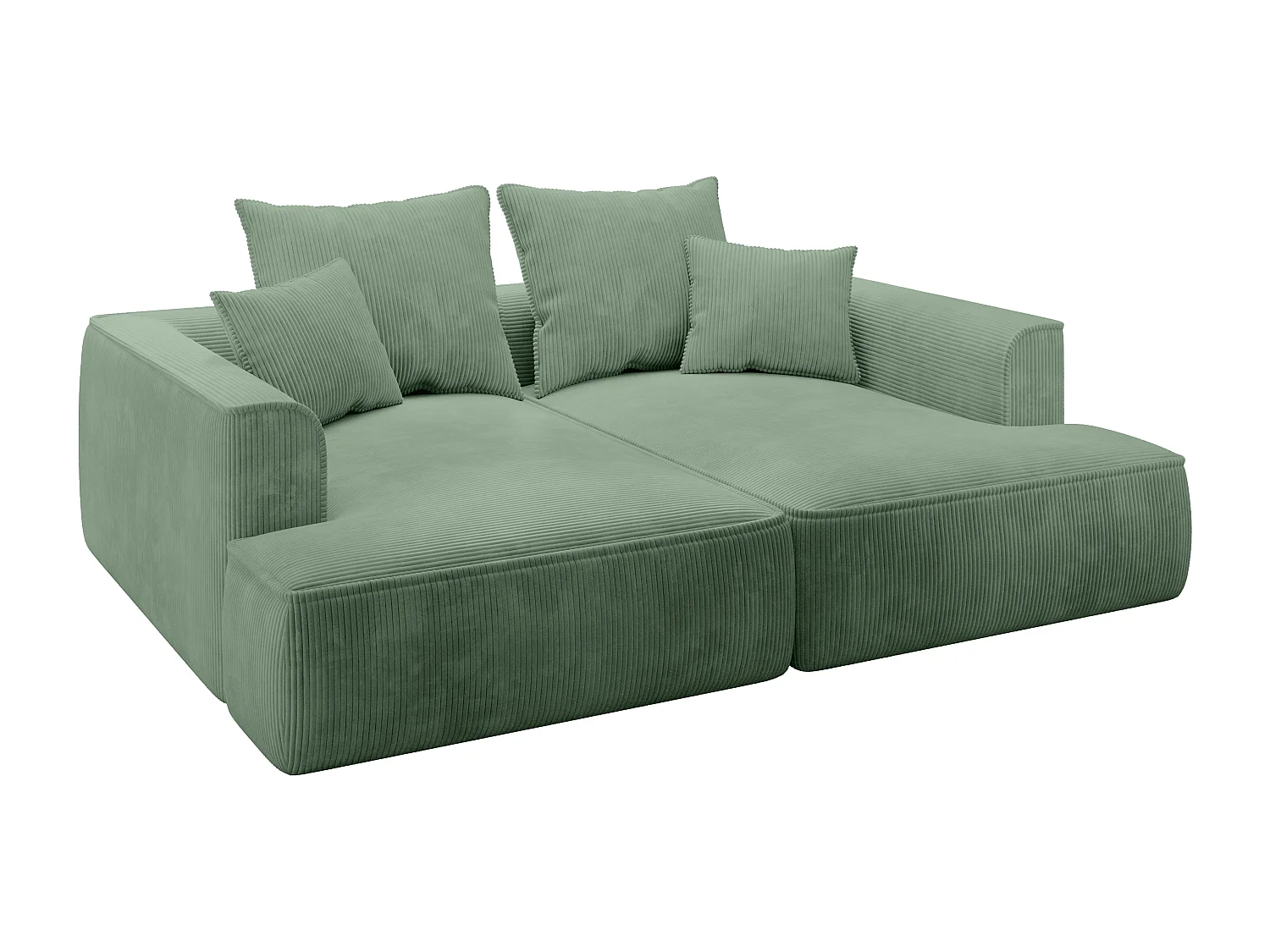 3-seters sofa med dyp sittekomfort i grønn kordfløyel PINETA