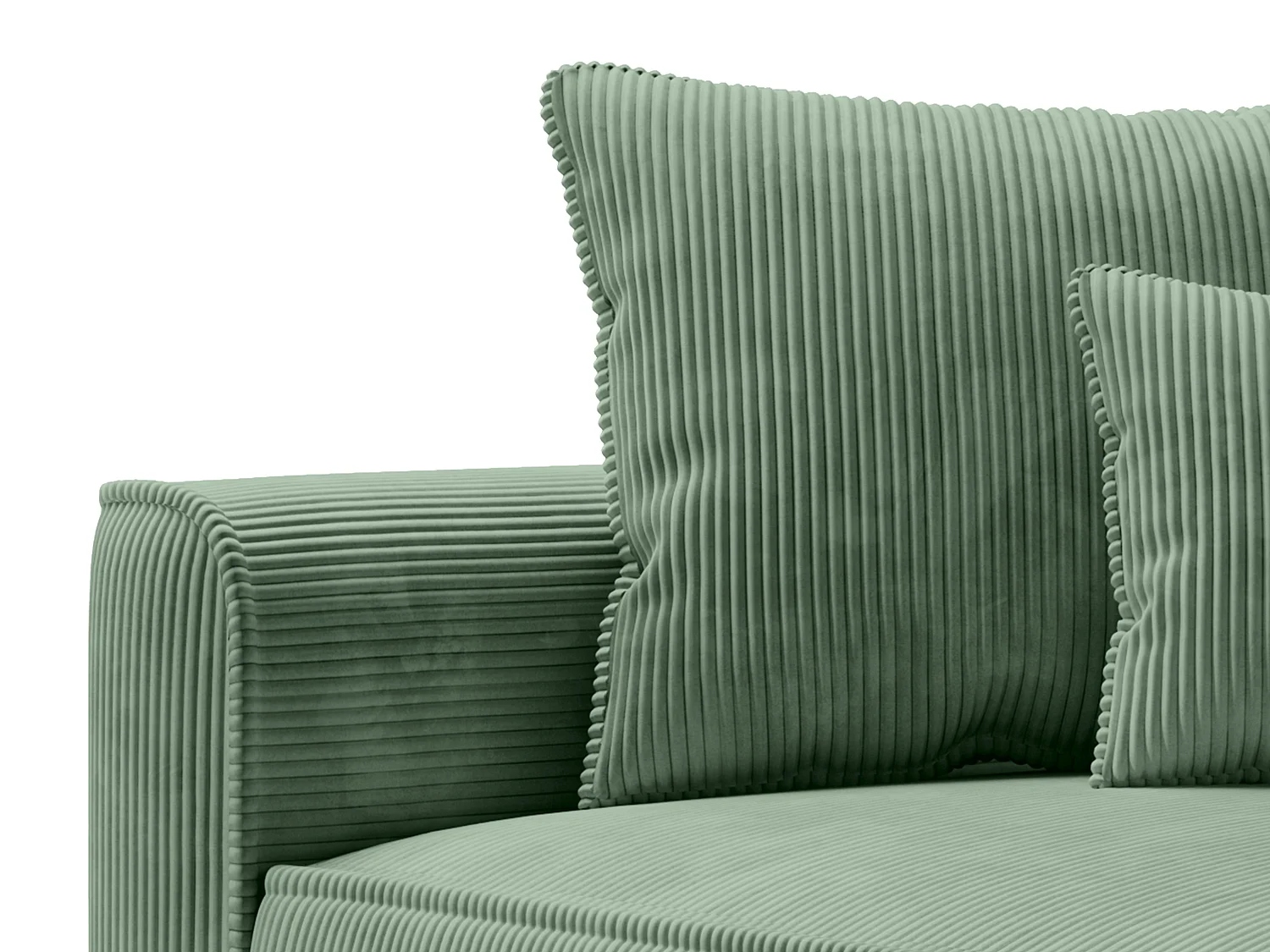 Méridienne droite en velours côtelé vert amande PINETA