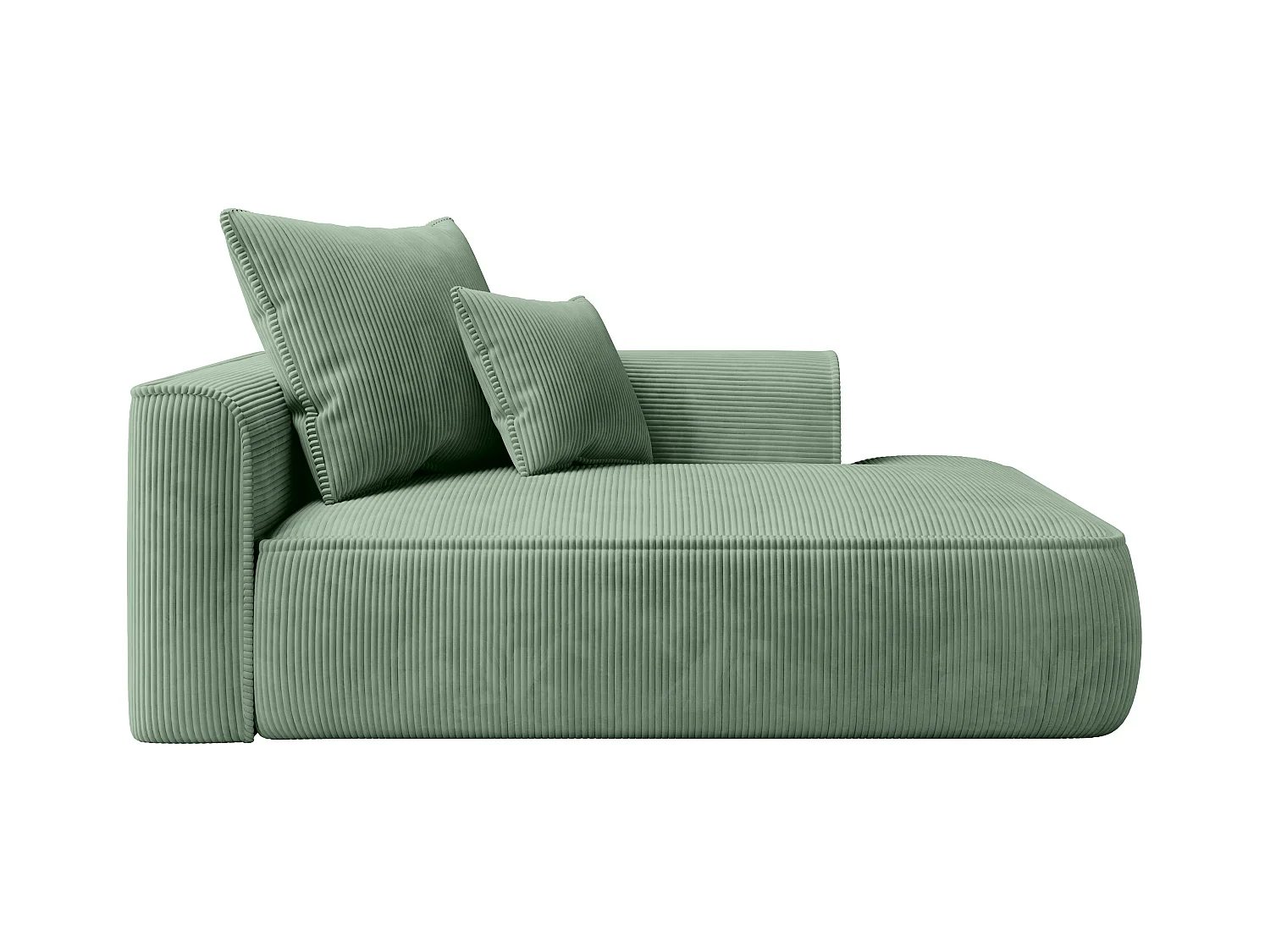 Venstre chaiselong i mintgrøn fløjl PINETA