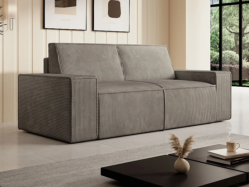 3-Sitzer Sofa - Cord - Taupe - AMELIA