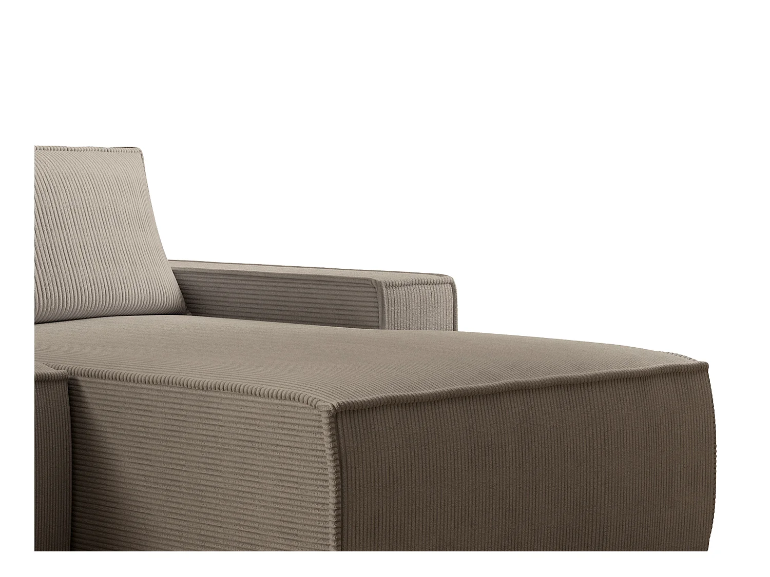  Grand canapé d'angle droit convertible en velours côtelé taupe AMELIA