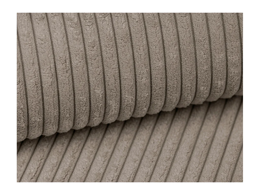  Grand canapé d'angle droit convertible en velours côtelé taupe AMELIA