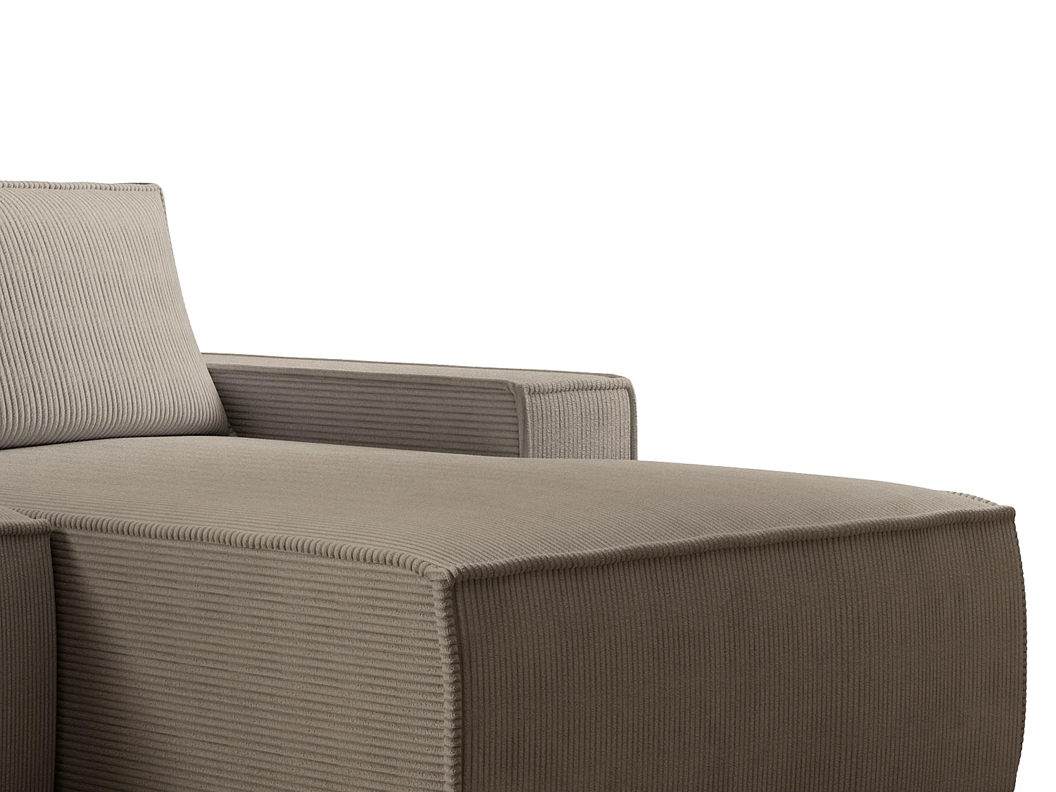 Stor höger bäddsoffa med konverteringsfunktion i manchestervelour i taupe AMELIA