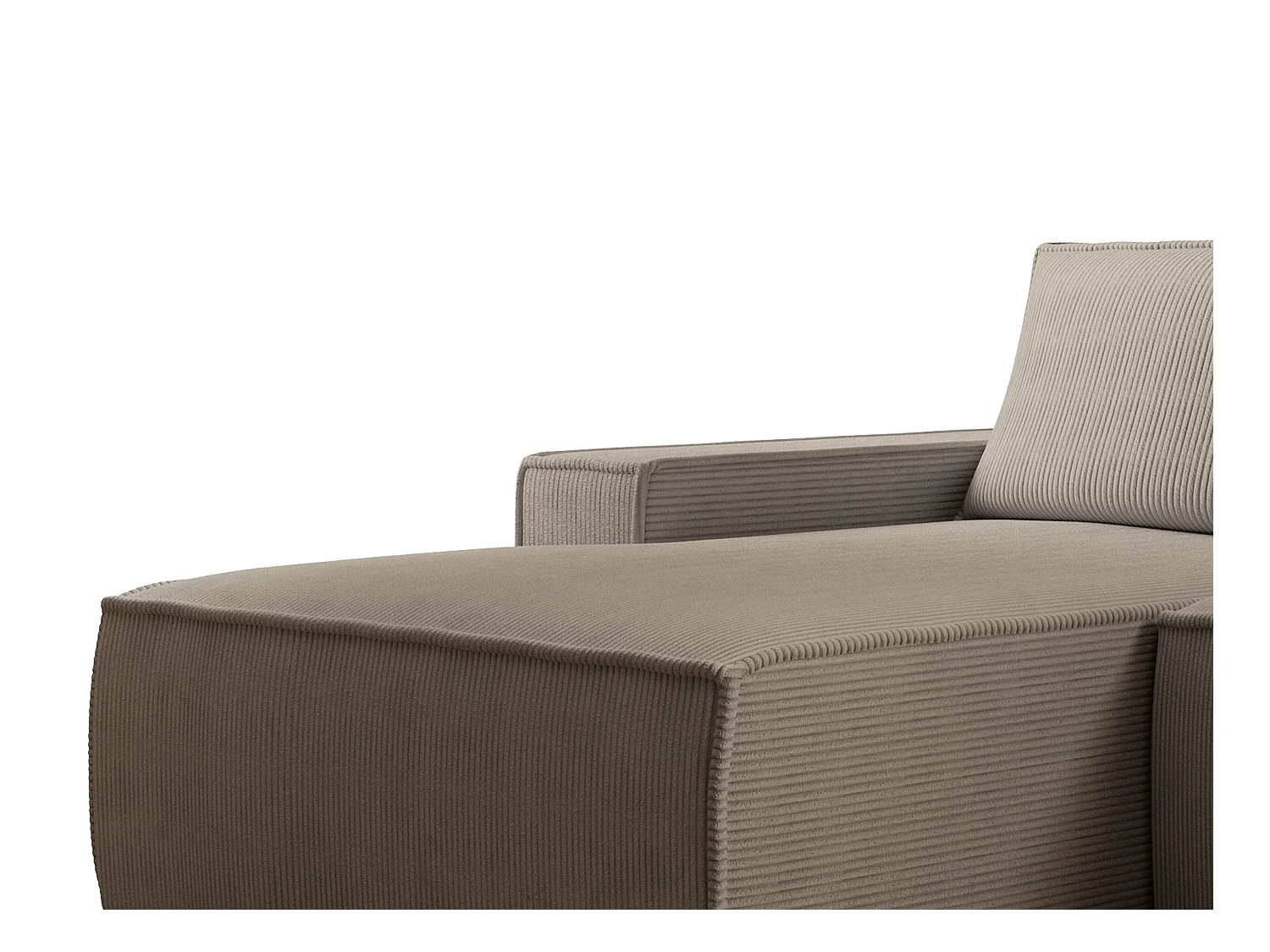  Grand canapé d'angle gauche convertible en velours côtelé taupe AMELIA