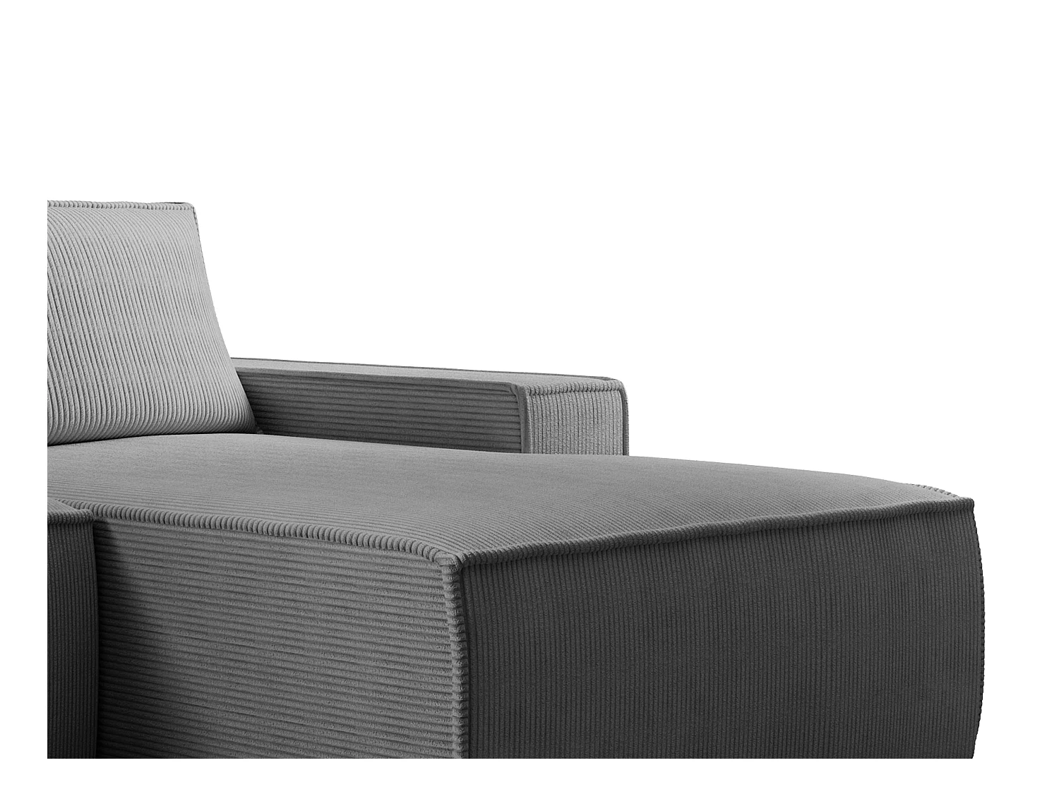  Grand canapé d'angle droit convertible en velours côtelé gris anthracite AMELIA