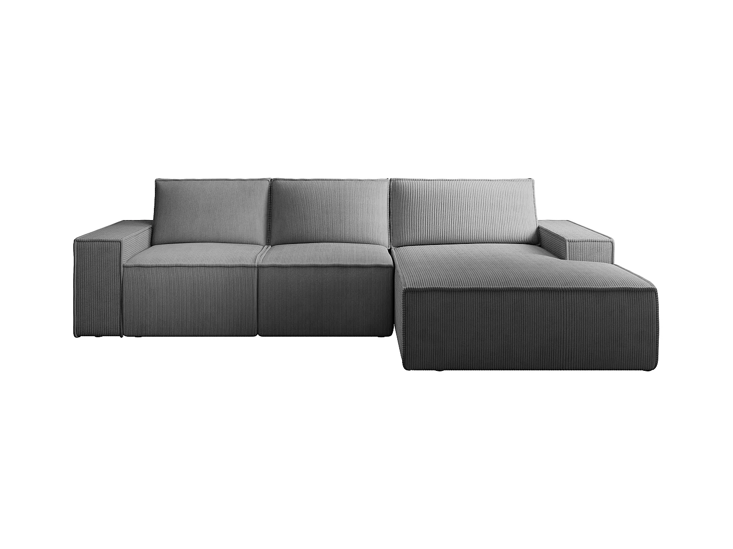  Grand canapé d'angle droit convertible en velours côtelé gris anthracite AMELIA