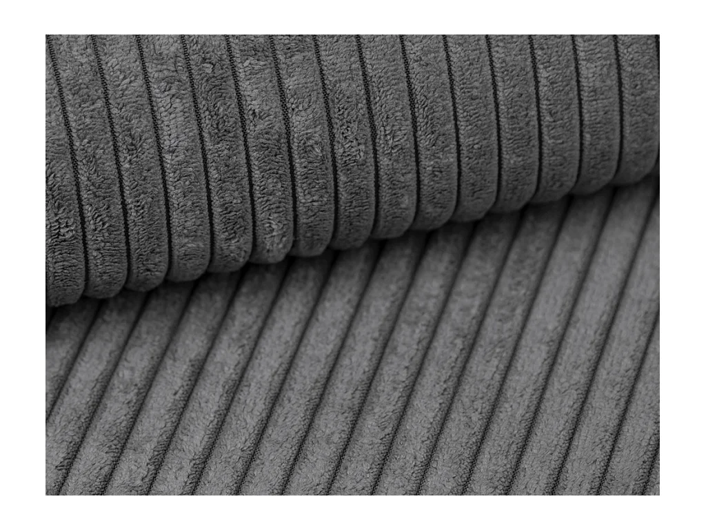  Grand canapé d'angle droit convertible en velours côtelé gris anthracite AMELIA