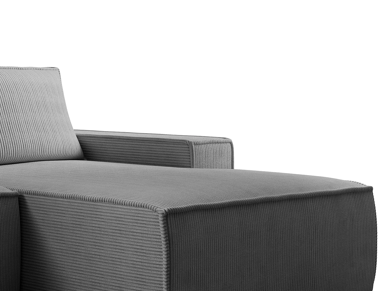 Stor högervänd bäddsoffa i grå manchester AMELIA