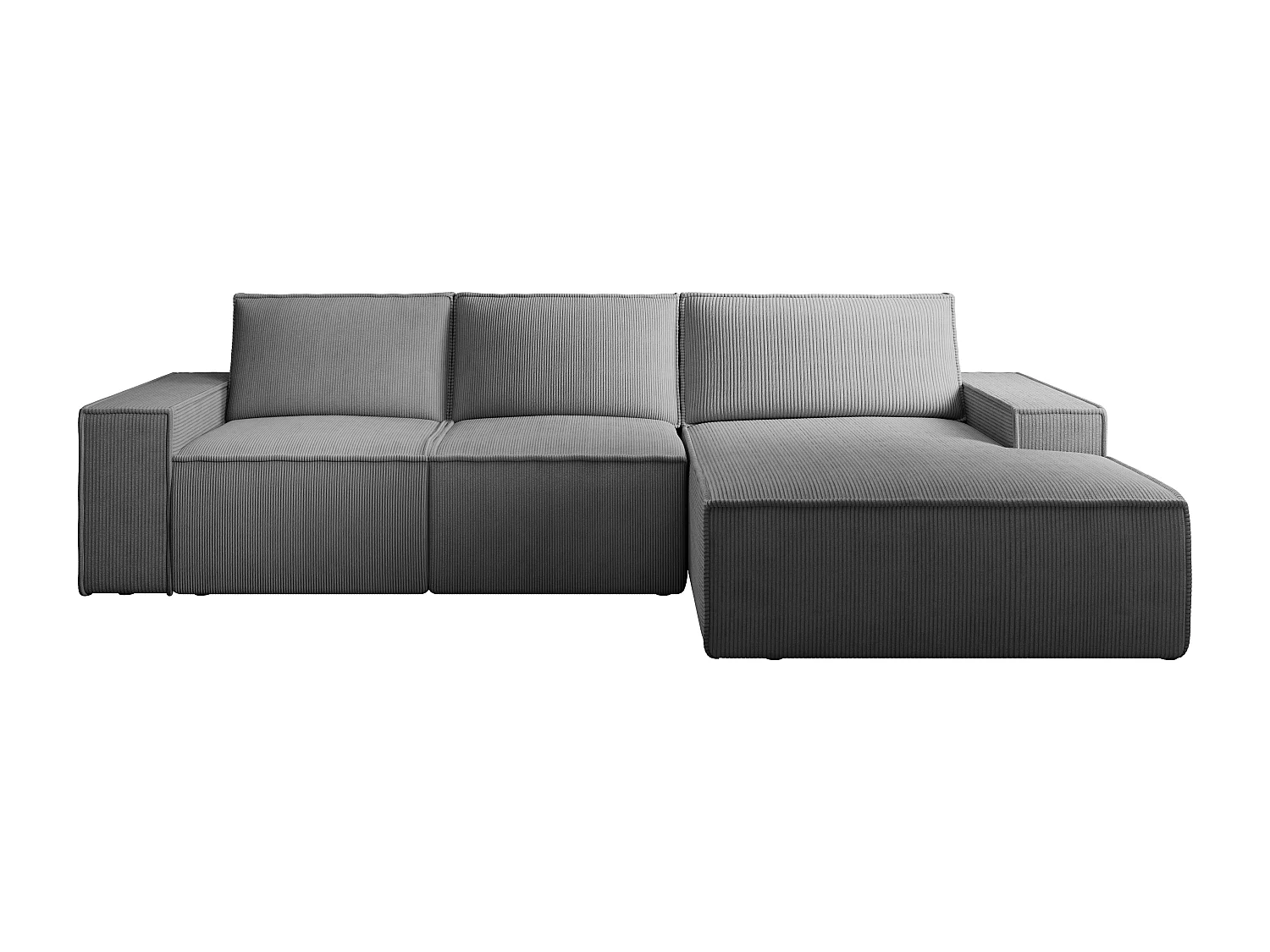 Stor högervänd bäddsoffa i grå manchester AMELIA