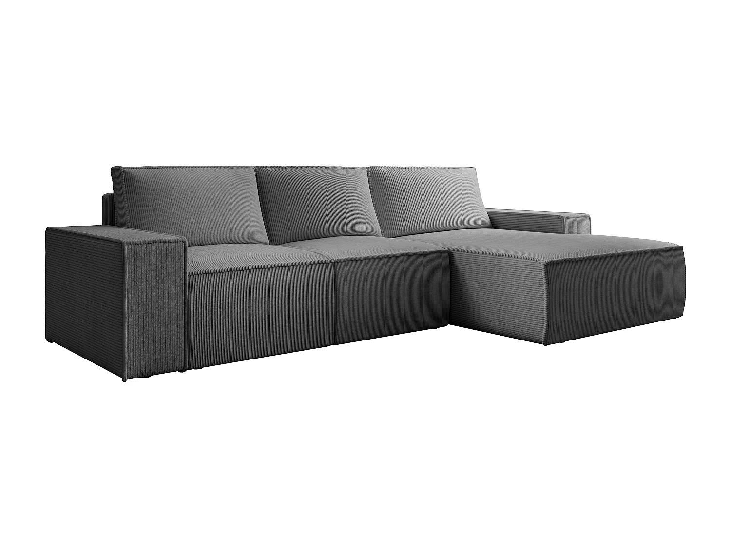 Stor högervänd bäddsoffa i grå manchester AMELIA