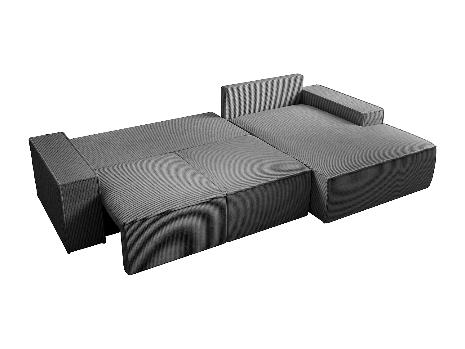 Stor högervänd bäddsoffa i grå manchester AMELIA