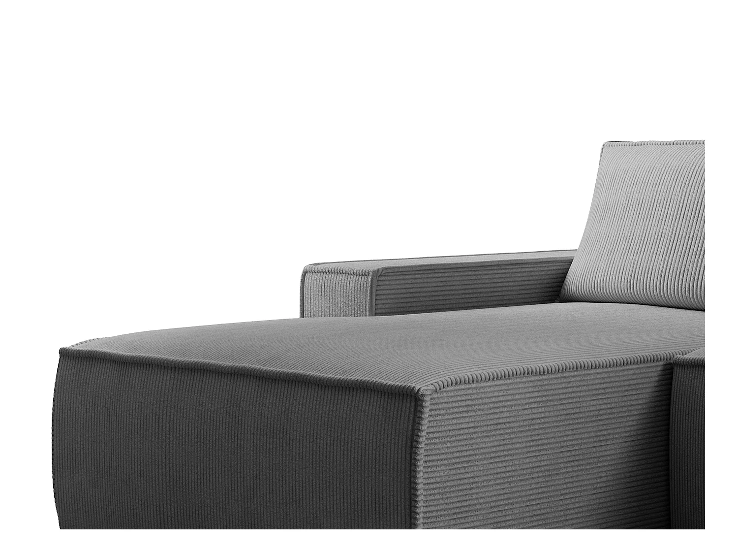  Grand canapé d'angle gauche convertible en velours côtelé gris anthracite AMELIA