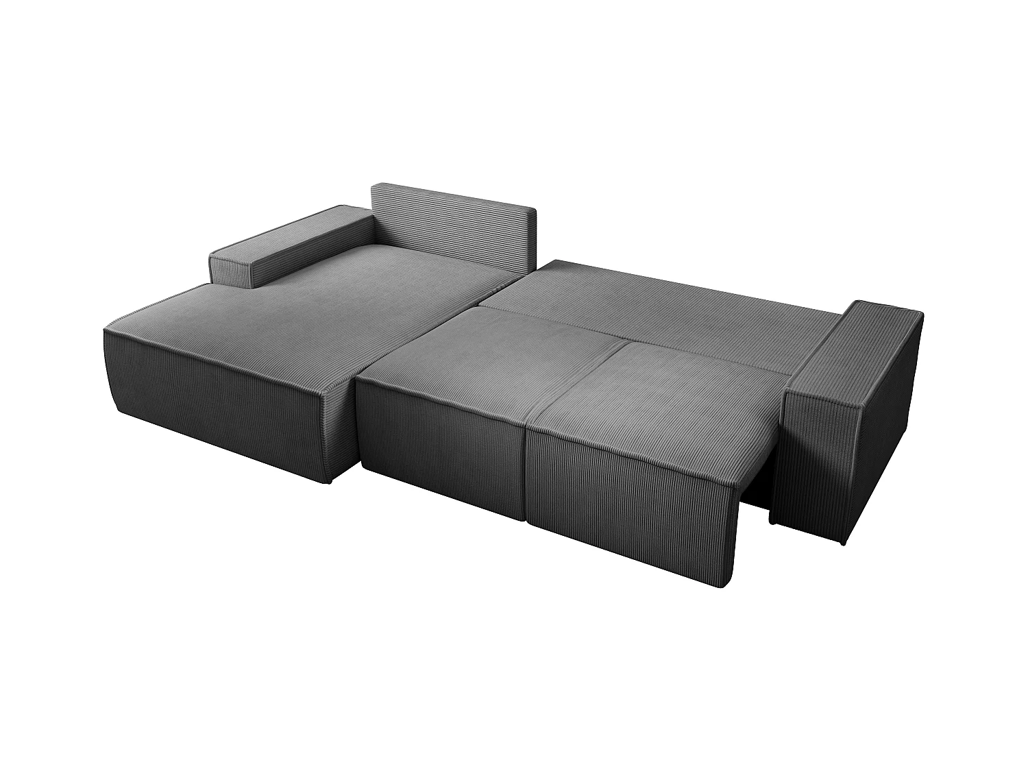  Grand canapé d'angle gauche convertible en velours côtelé gris anthracite AMELIA