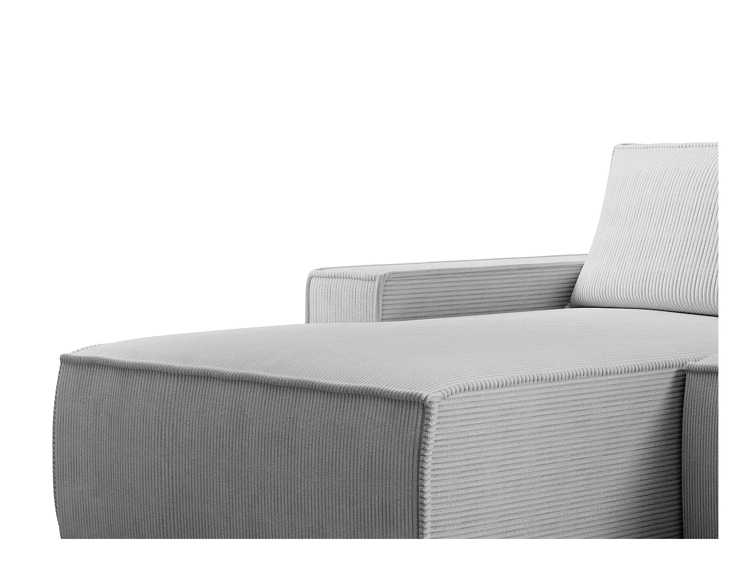  Grand canapé d'angle gauche convertible en velours côtelé gris clair AMELIA