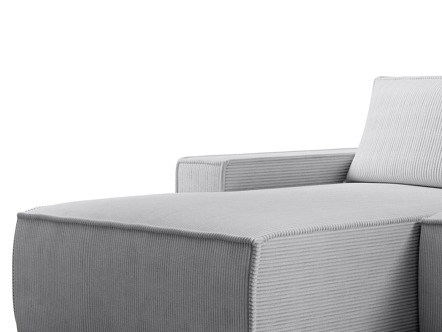 Stor vänstervänd bäddsoffa i ljusgrå manchester AMELIA