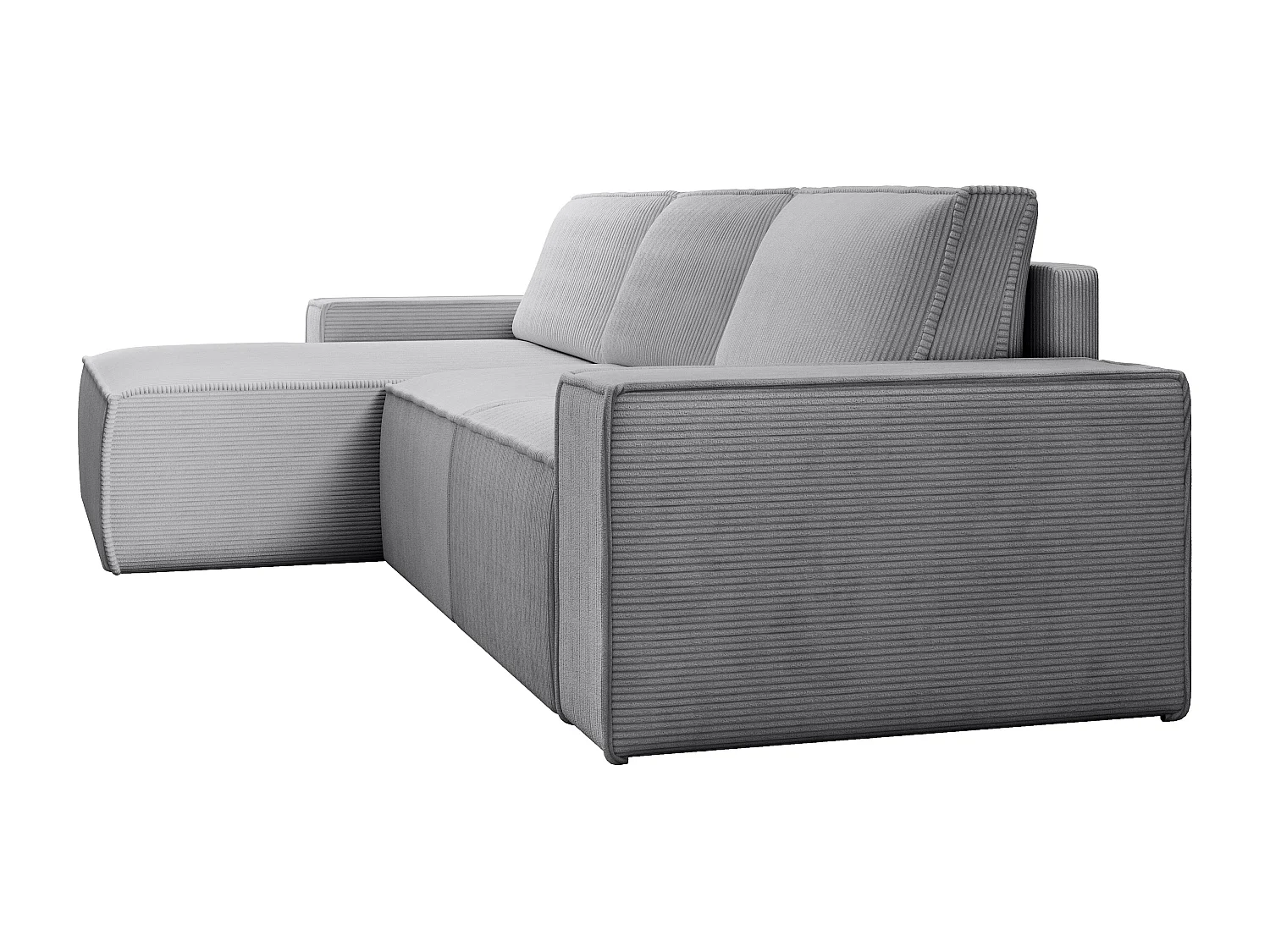 Stor vänstervänd bäddsoffa i ljusgrå manchester AMELIA