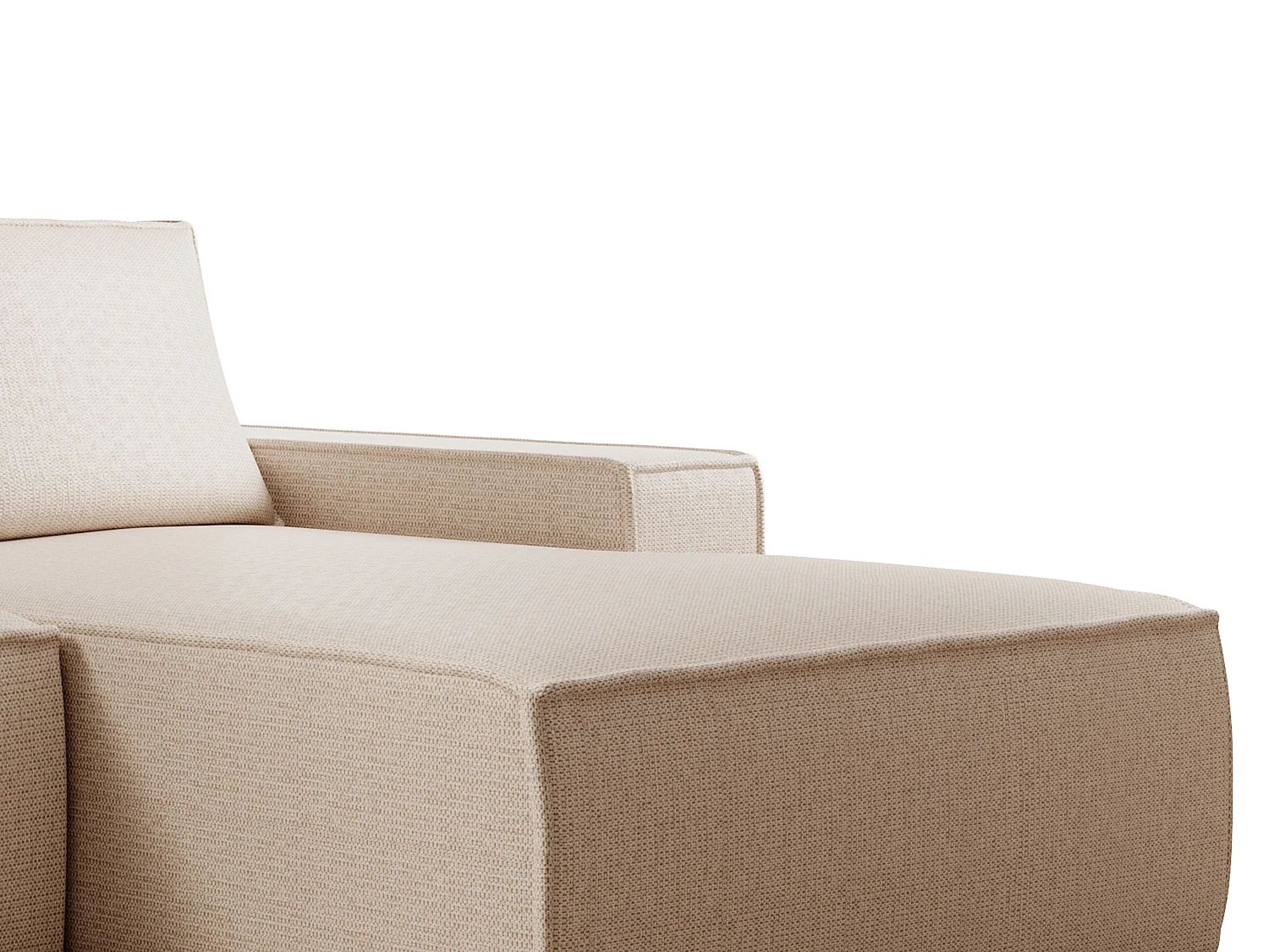 Stor högerriktad bäddsoffa i beige texturerat tyg AMELIA