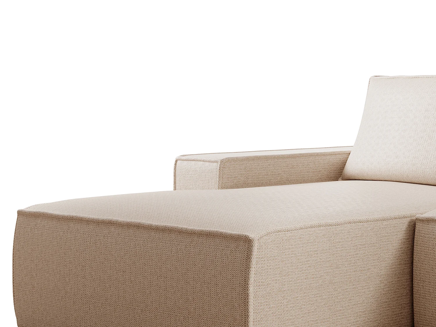 Stor vänstervänd bäddsoffa i beige texturerat tyg AMELIA