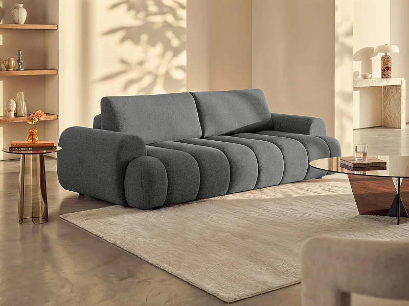 Sofá cama 4 plazas en tejido gris FRIDORA