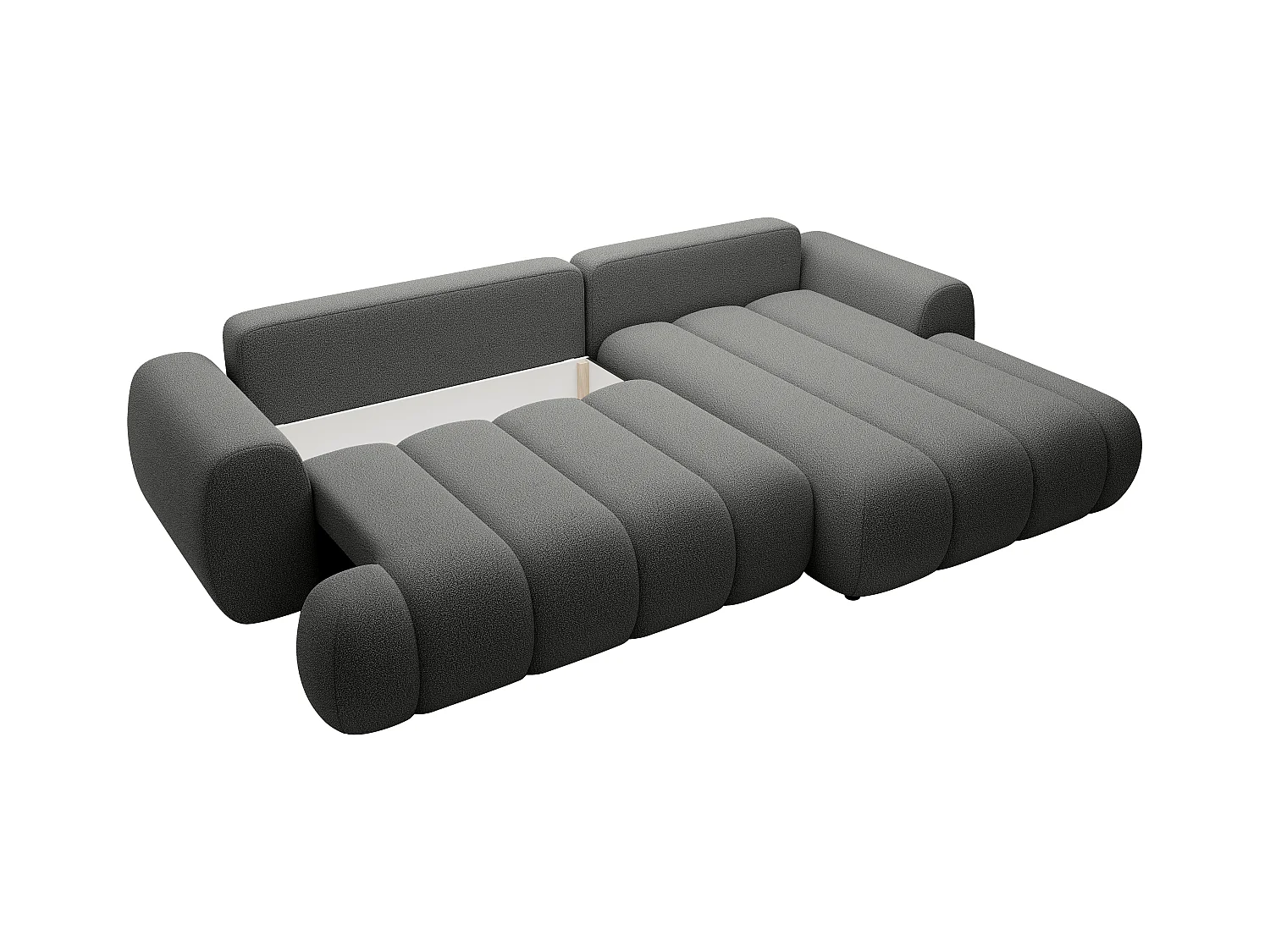 Højre hjørnesofa med konvertibel i gris stof FRIDORA