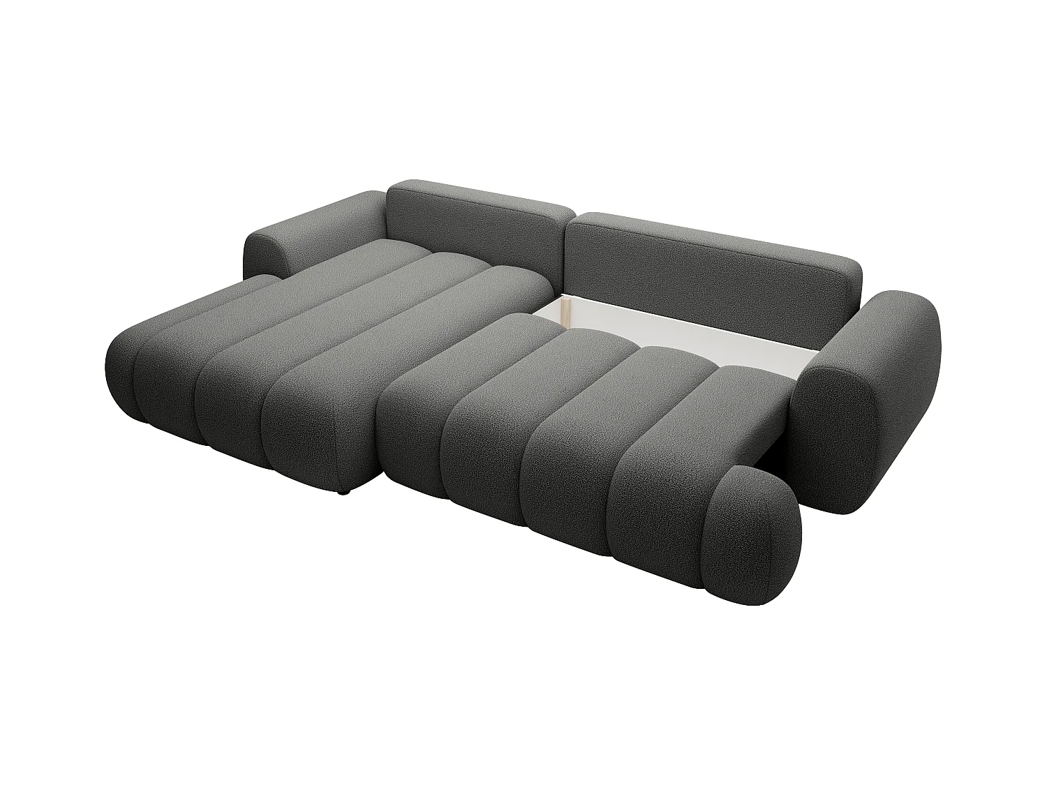 Canapé d'angle gauche convertible en tissu gris FRIDORA