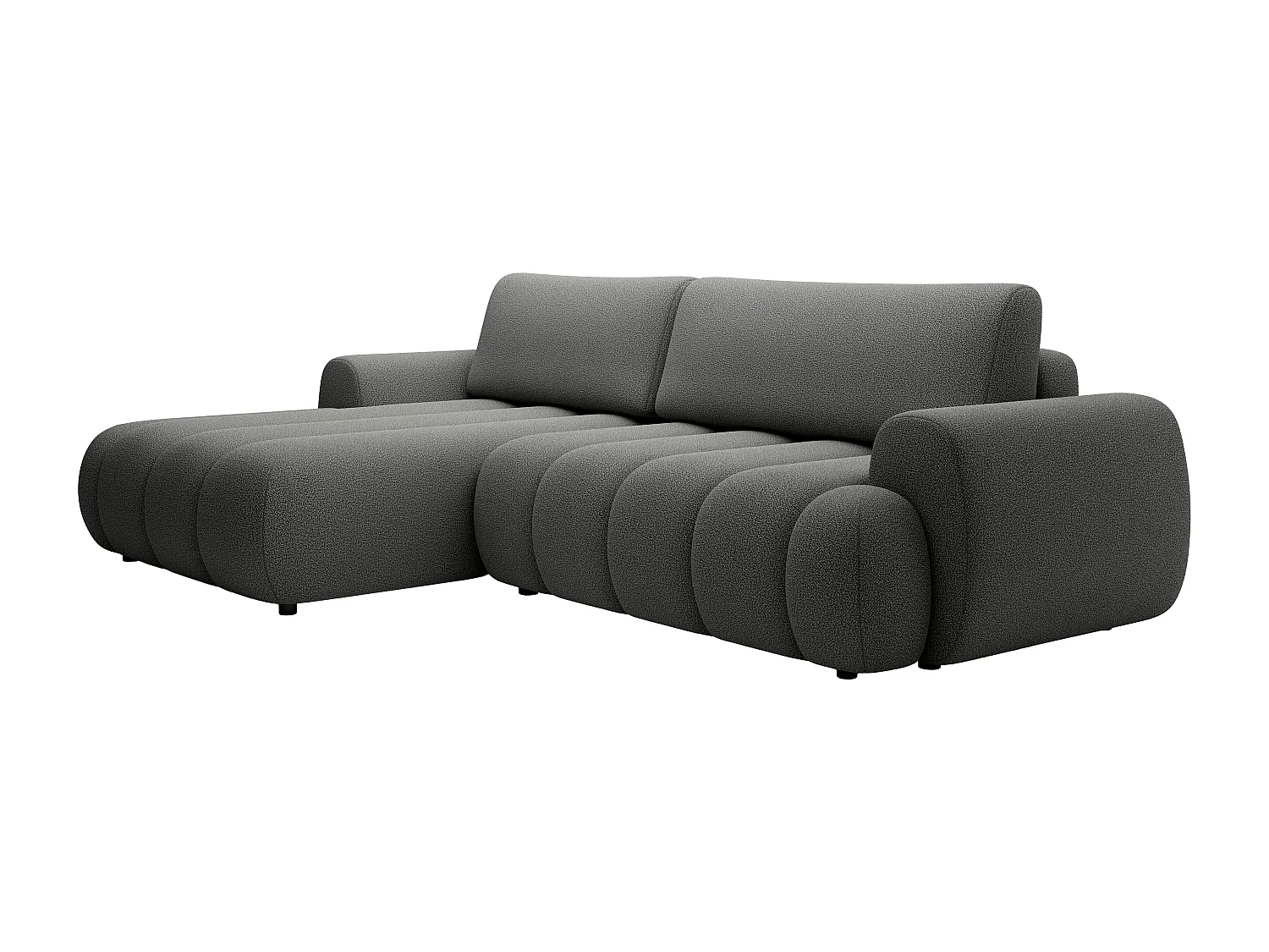 Venstre hjørnesofa med sovefunktion i gris stof FRIDORA