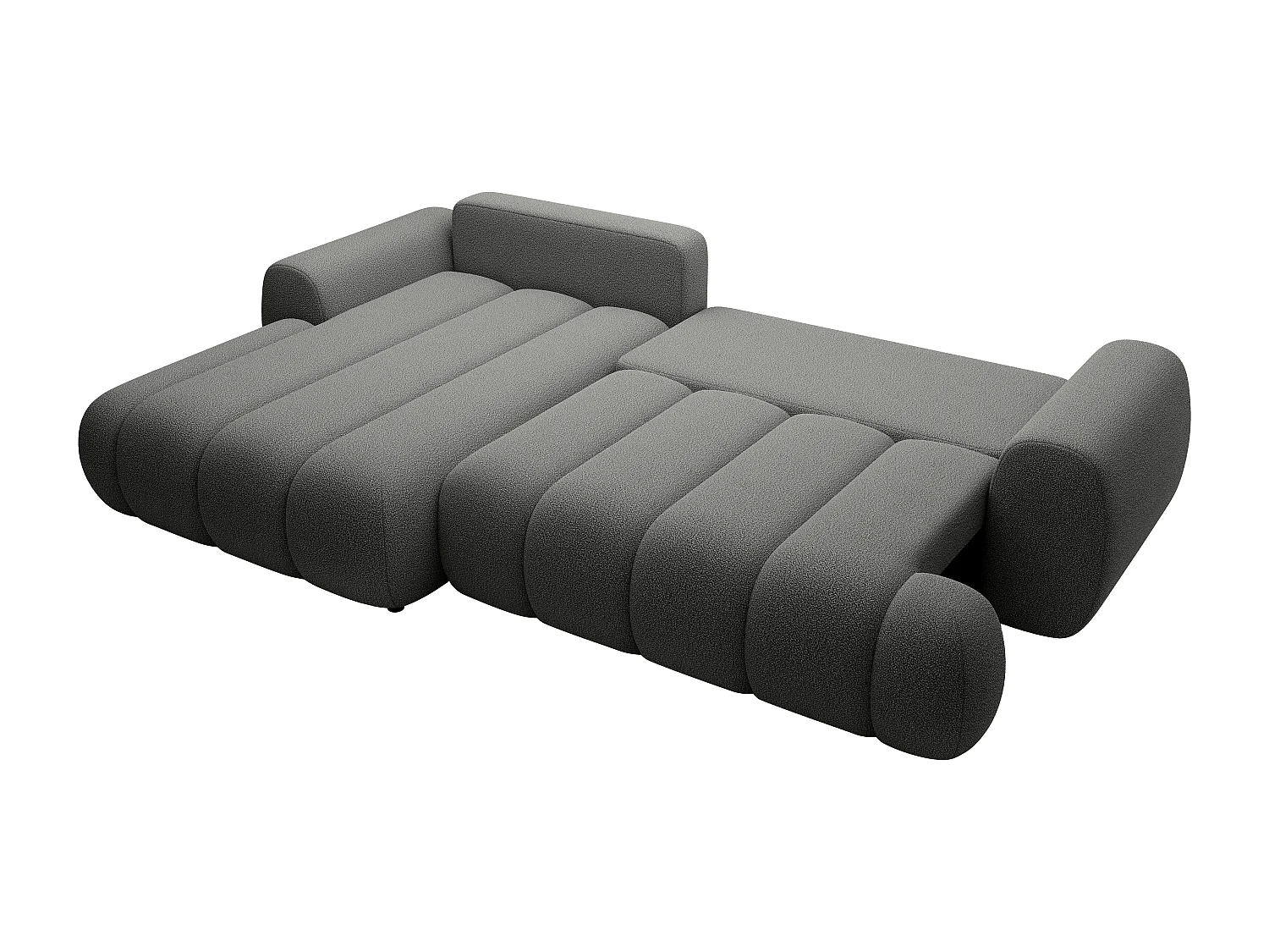 Venstre hjørnesofa med sovefunktion i gris stof FRIDORA