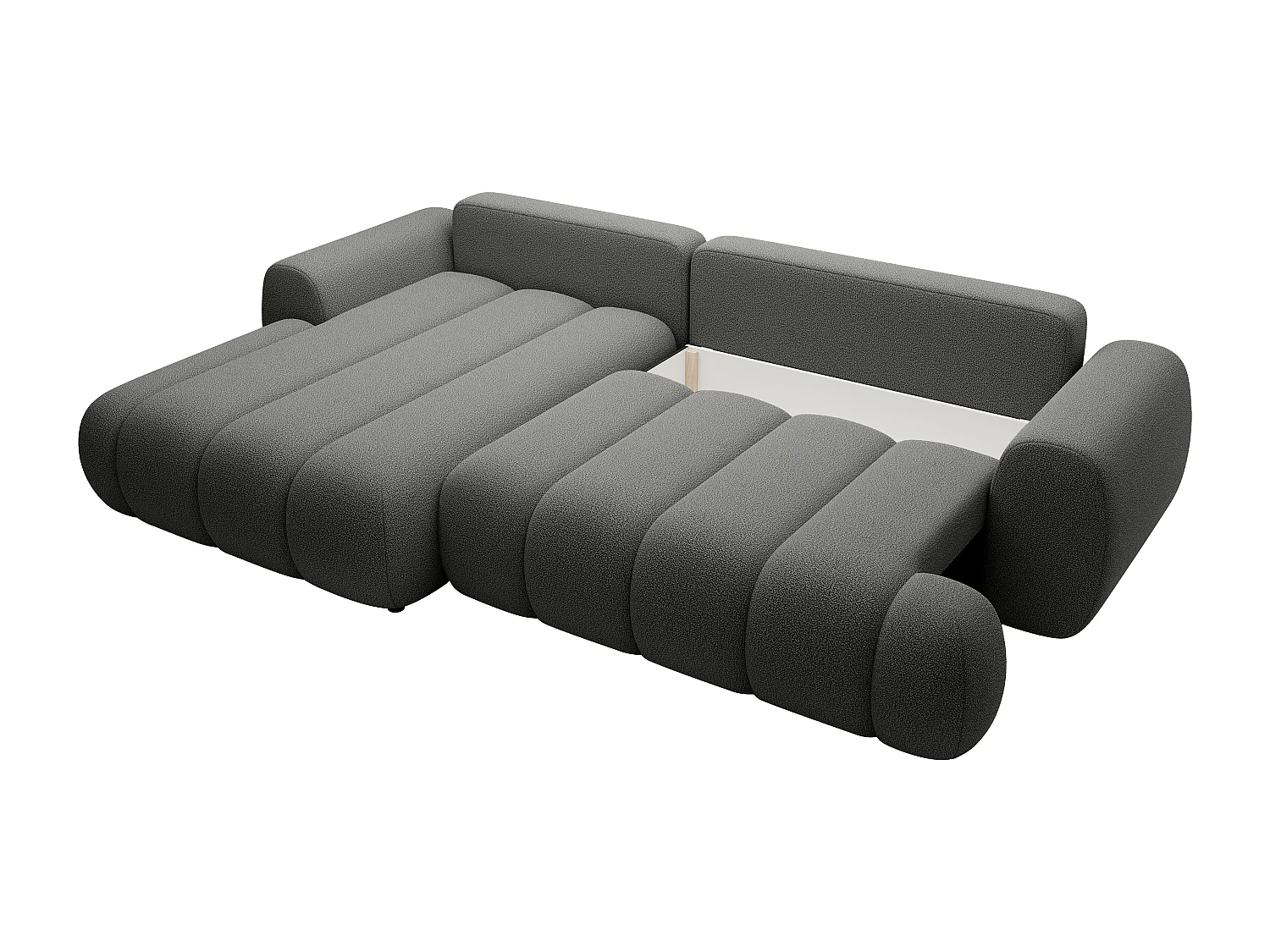 Vänsterställd bäddsoffa i grått tyg FRIDORA