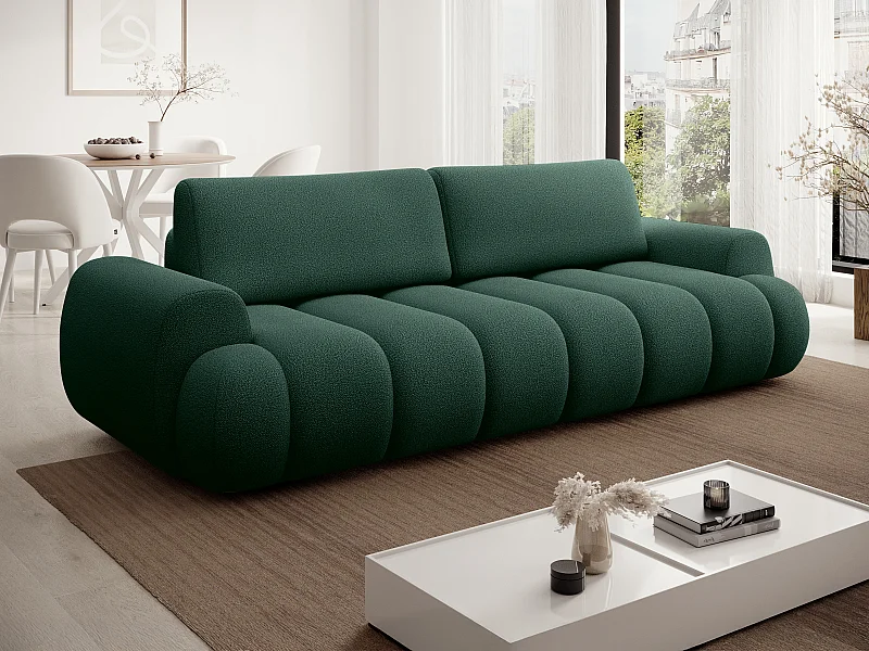 Sofá cama 4 plazas en tejido verde abeto FRIDORA