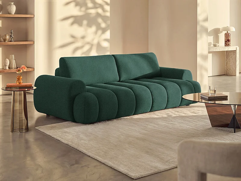 Sofá cama 4 plazas en tejido verde abeto FRIDORA