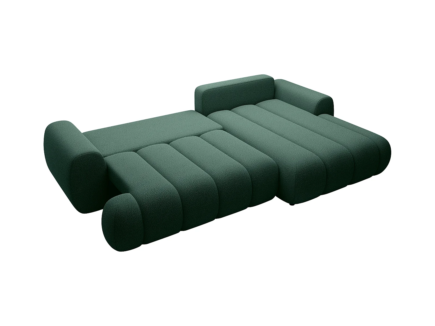 Canapé d'angle droit convertible en tissu vert sapin FRIDORA