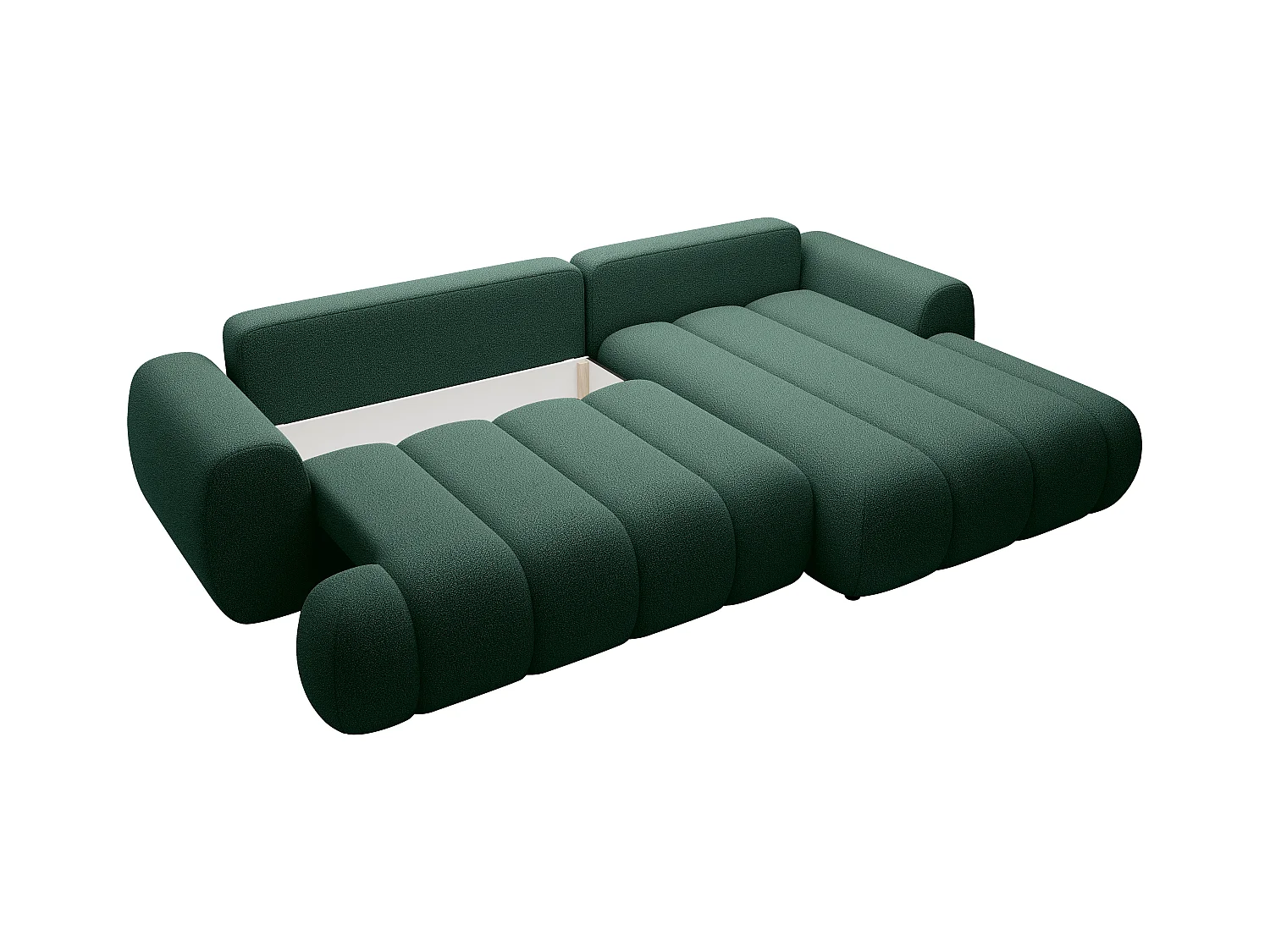 Canapé d'angle droit convertible en tissu vert sapin FRIDORA