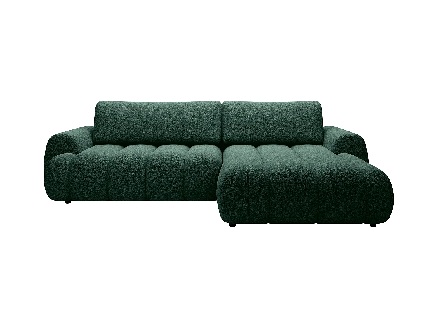 Canapé d'angle droit convertible en tissu vert sapin FRIDORA