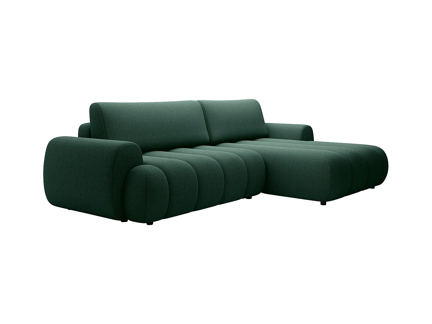 Canapé d'angle droit convertible en tissu vert sapin FRIDORA