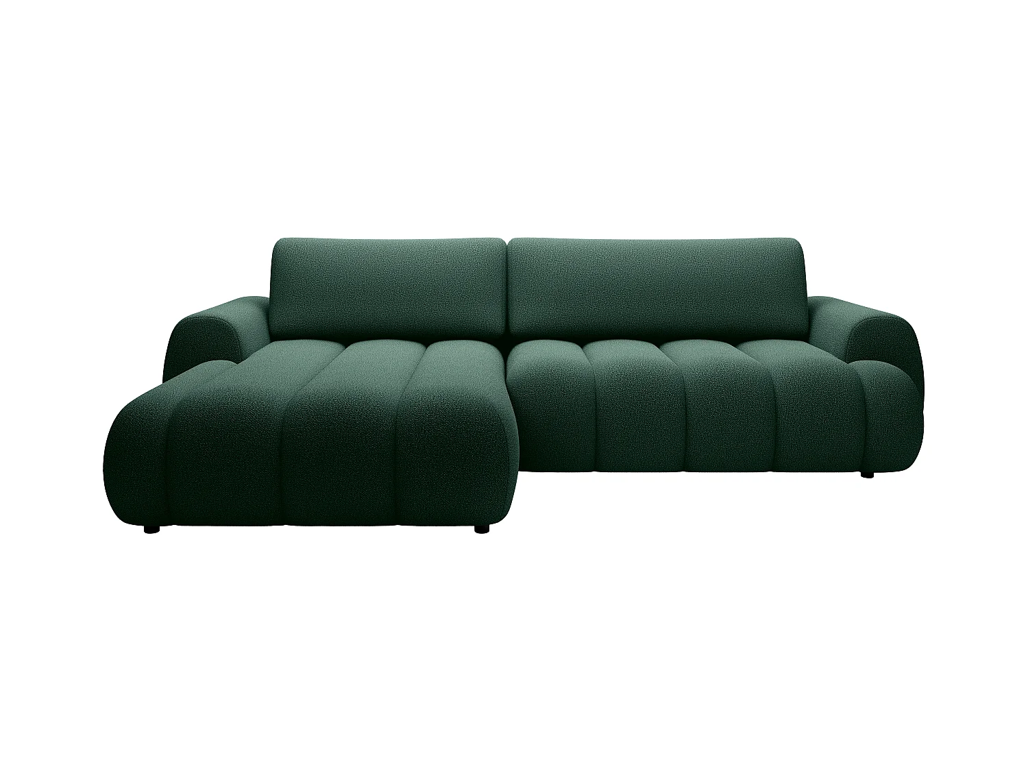 Canapé d'angle gauche convertible en tissu vert sapin FRIDORA