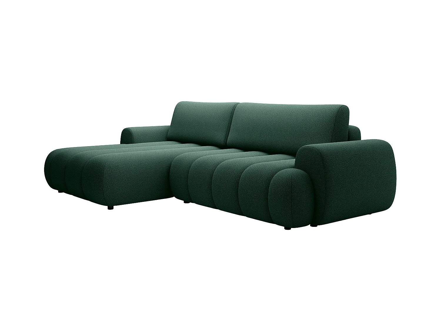 Canapé d'angle gauche convertible en tissu vert sapin FRIDORA