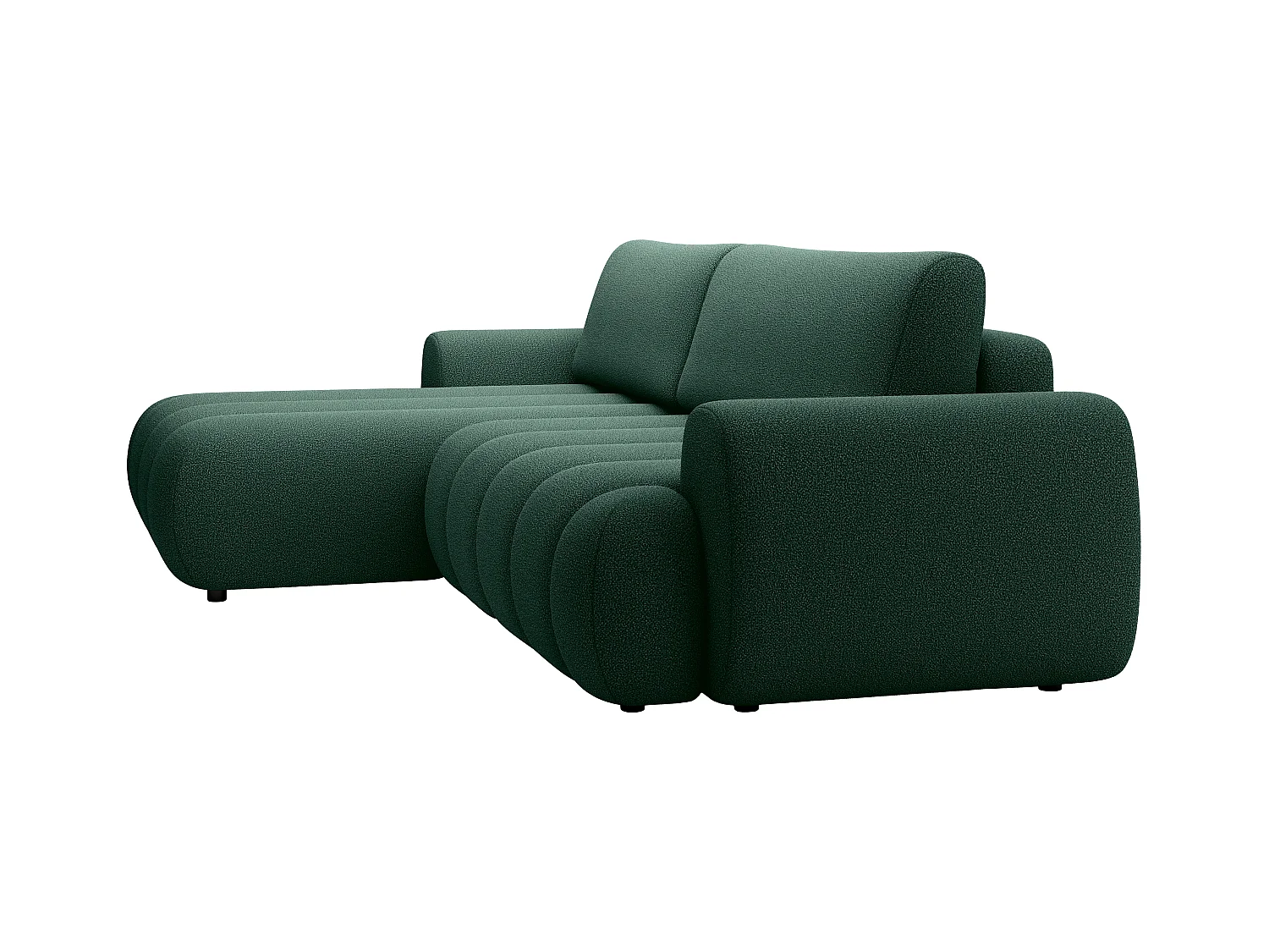 Canapé d'angle gauche convertible en tissu vert sapin FRIDORA