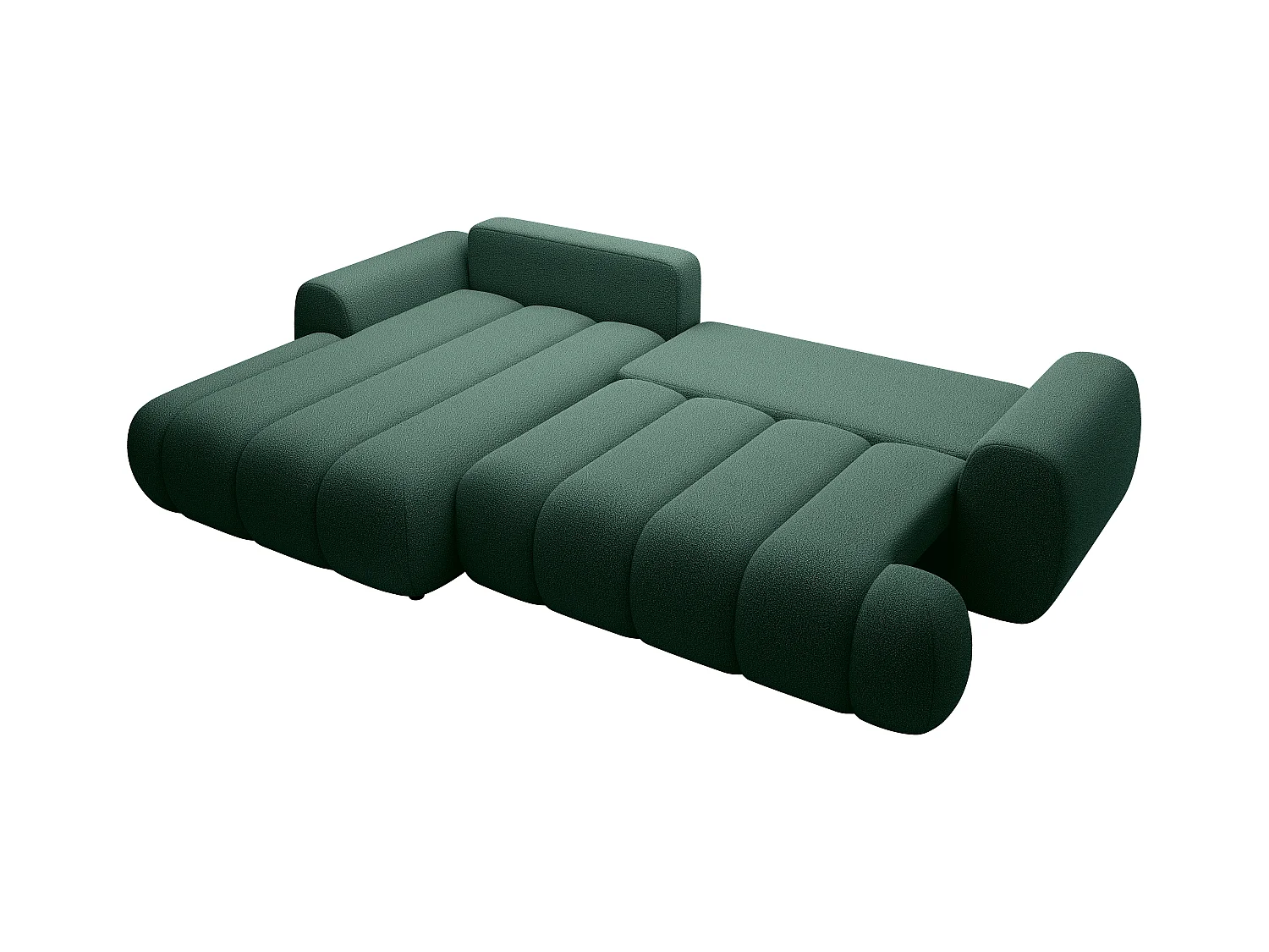 Canapé d'angle gauche convertible en tissu vert sapin FRIDORA