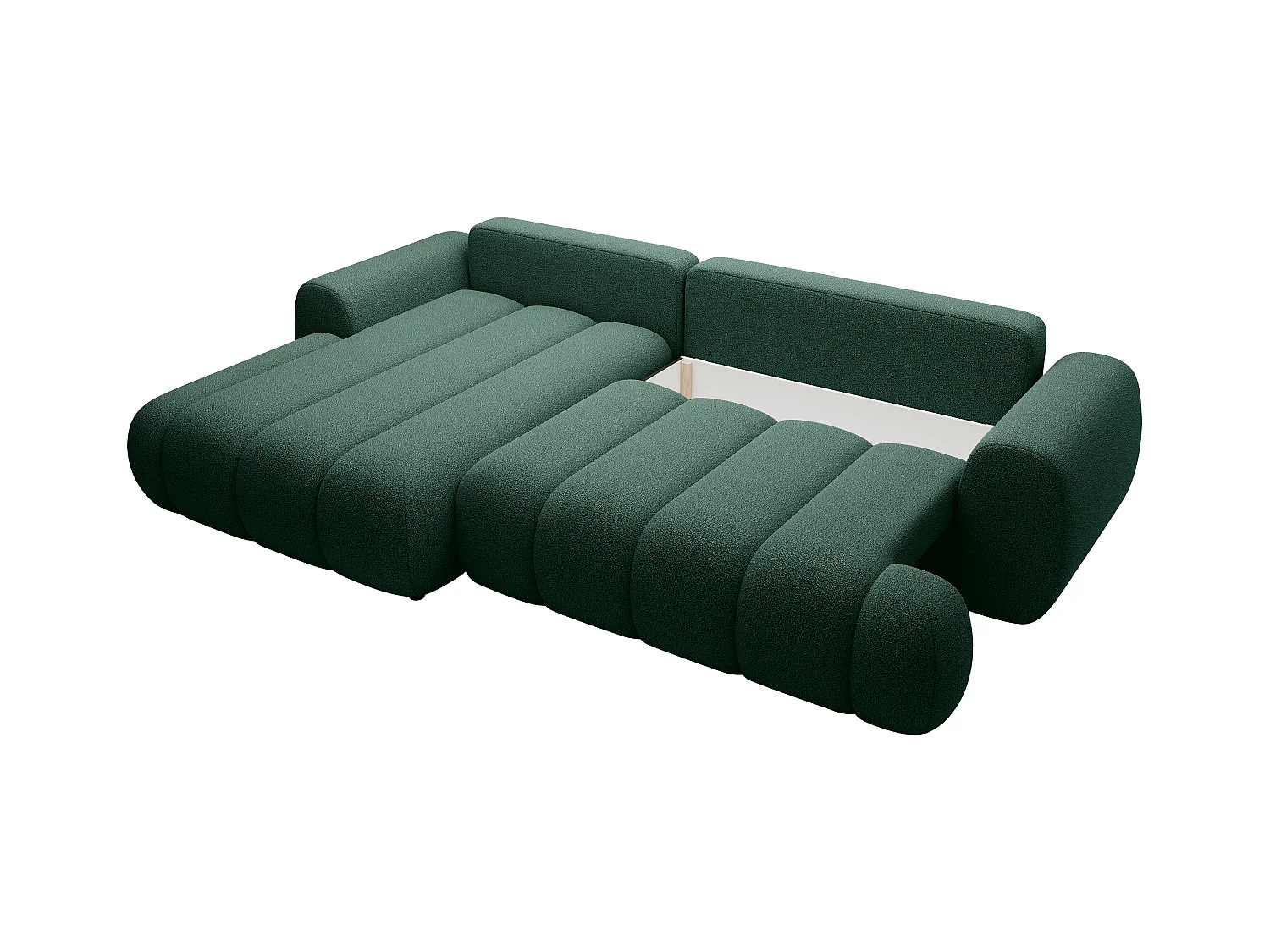 Canapé d'angle gauche convertible en tissu vert sapin FRIDORA