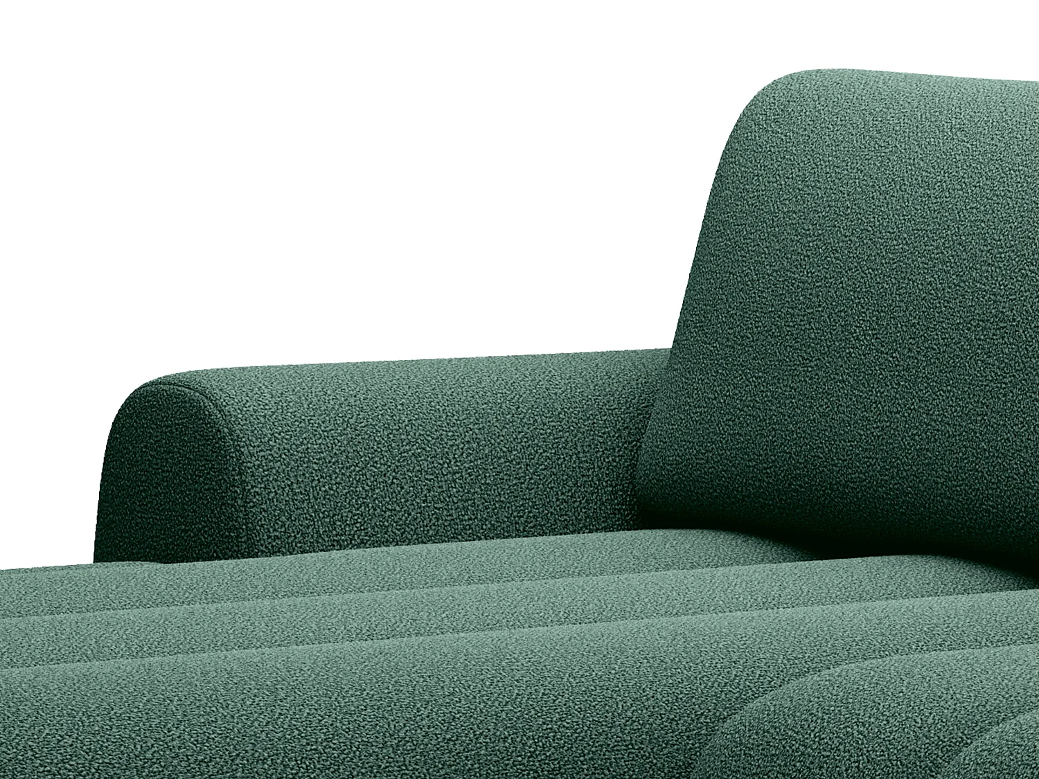 Bäddsoffa med schäslong på vänster sida i grantallsgrön tygklädsel FRIDORA