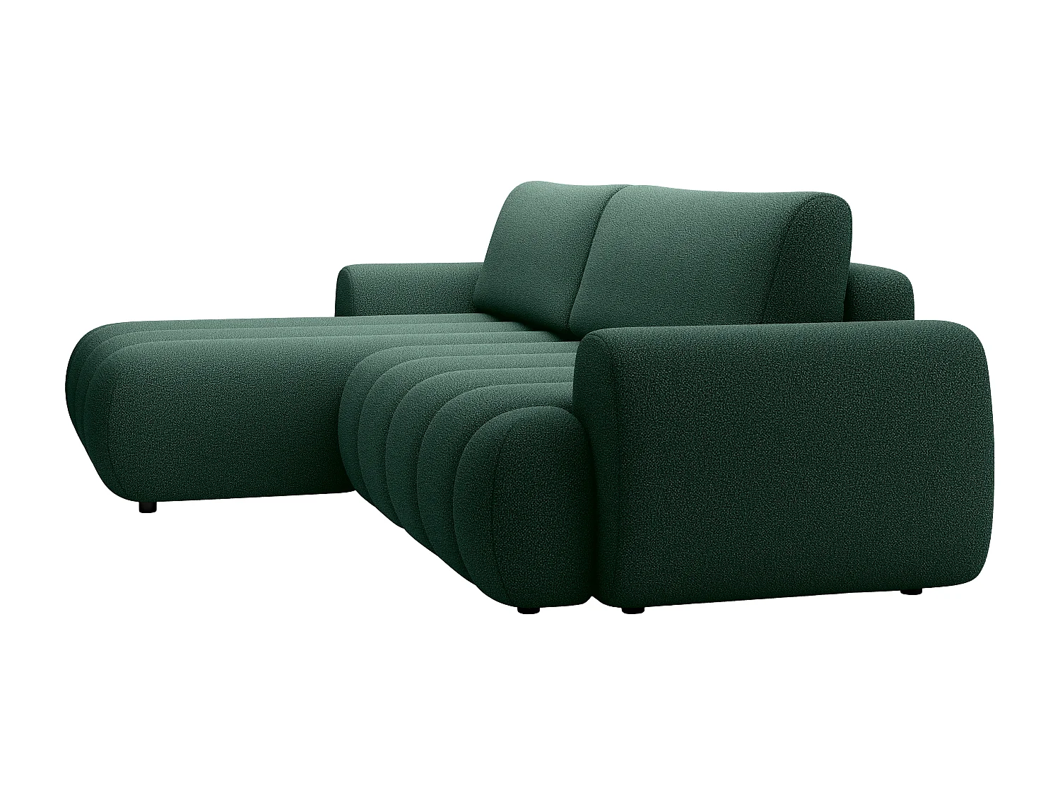 Bäddsoffa med schäslong på vänster sida i grantallsgrön tygklädsel FRIDORA