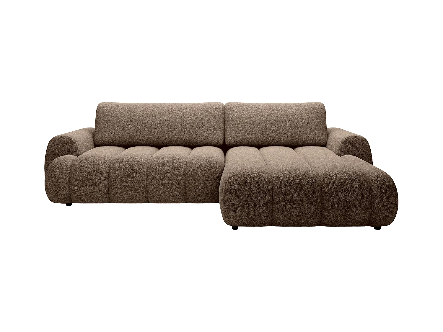 Canapé d'angle droit convertible en tissu taupe FRIDORA